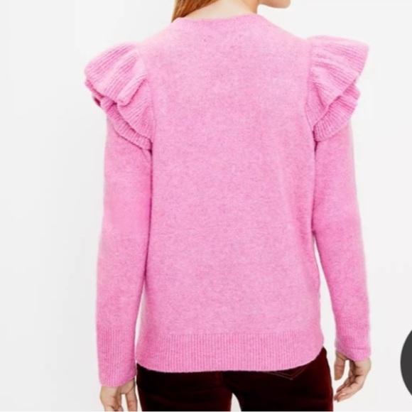 LOFT Pink Ruffle Sweater - Picture 2 of 7
